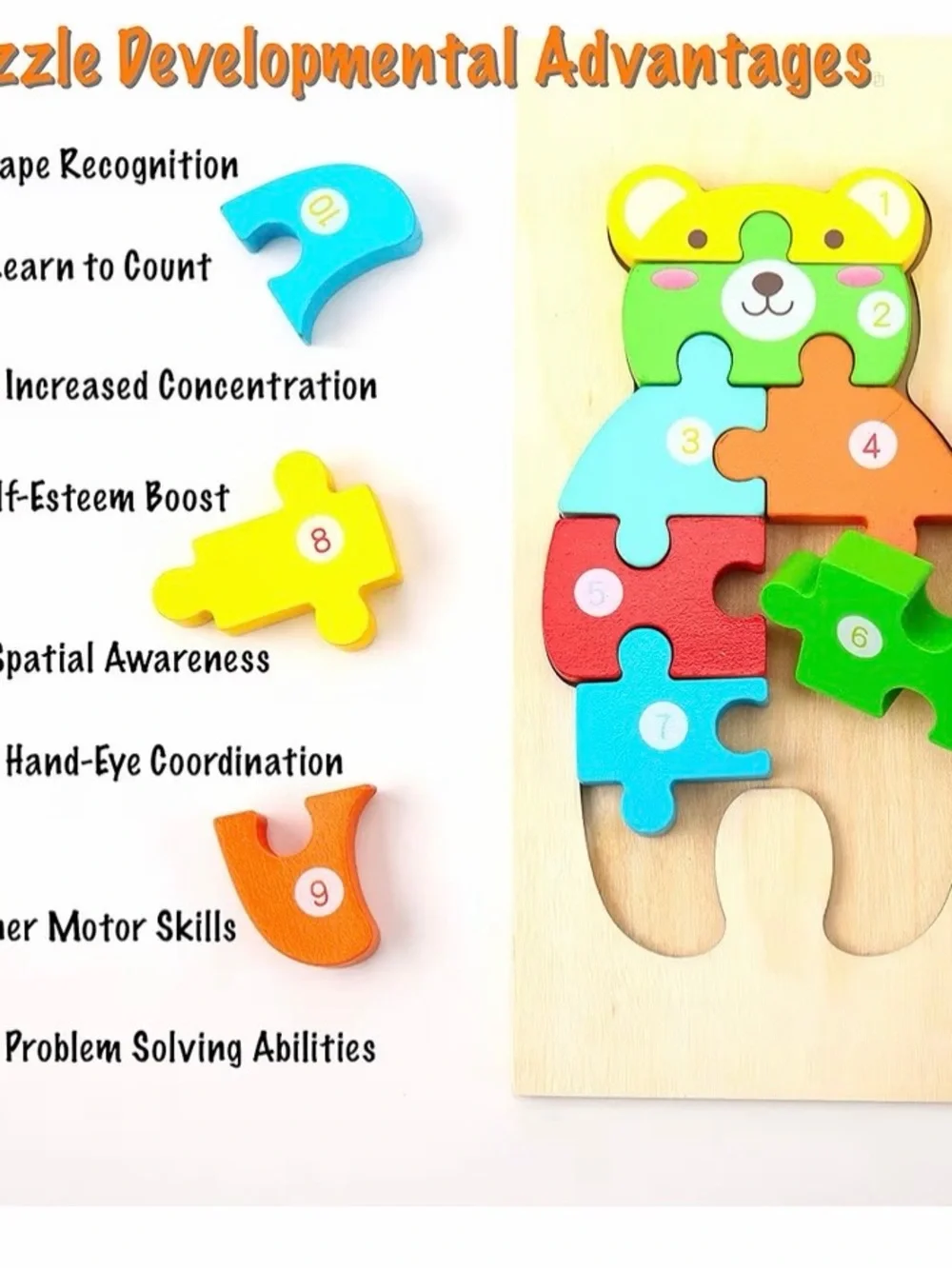Montessori Wooden Puzzles with Carrying Bag (4 Pack) NIB
